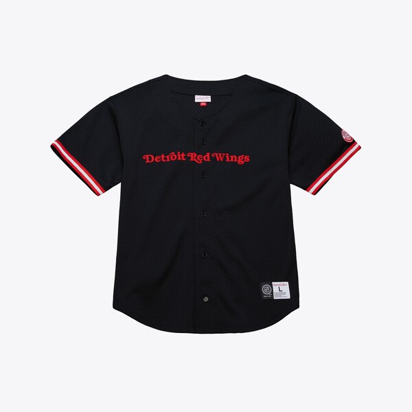 Detroit Red Wings Black On The Clock Full-Button Fashion Jersey