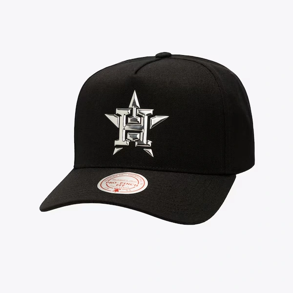 Houston Astros Black Chrome Pro Pinch Snapback Hat