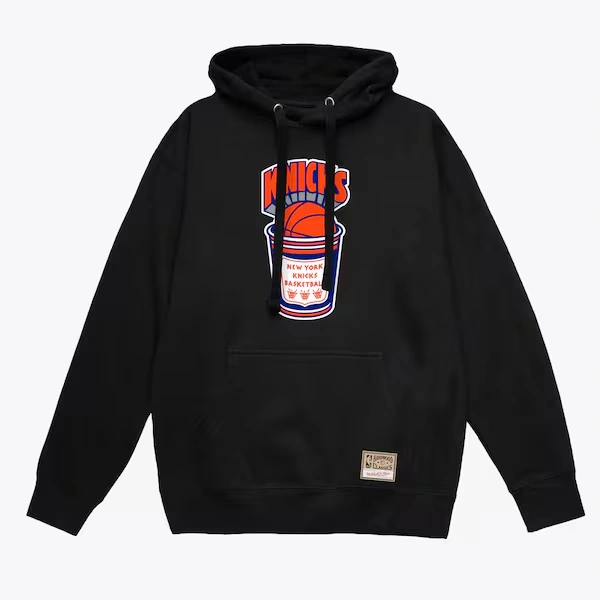 New York Knicks Black Hardwood Classics Coffee Pullover Hoodie