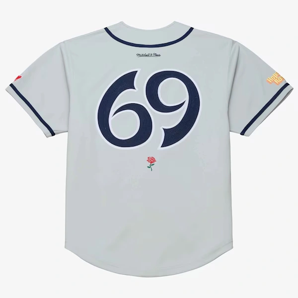 M&N x Emotionally Unavailable Gray Baseball Jersey