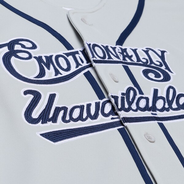 M&N x Emotionally Unavailable Gray Baseball Jersey