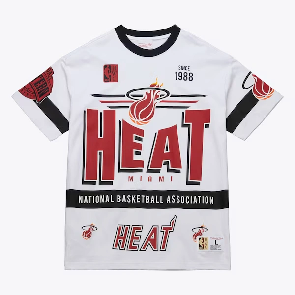 Miami Heat White Hardwood Classics Team Origins Premium T-Shirt