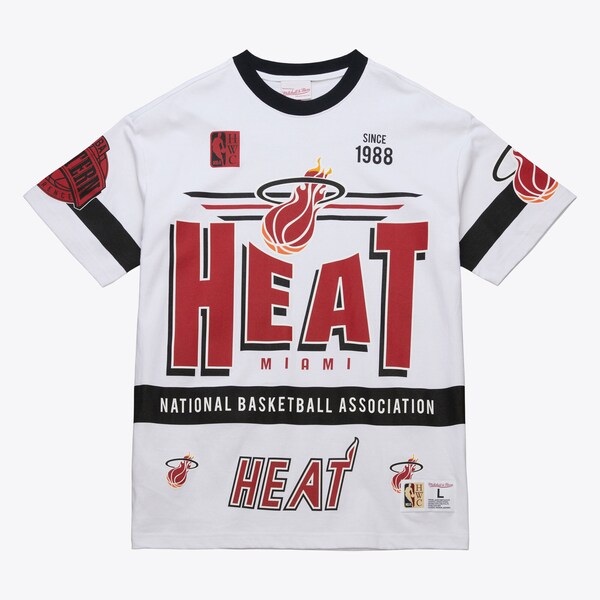Miami Heat White Hardwood Classics Team Origins Premium T-Shirt
