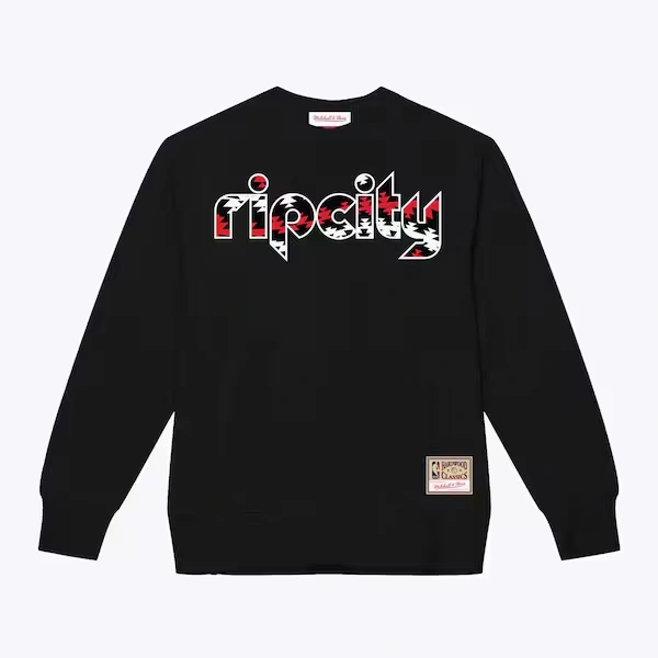 Portland Trail Blazers Black Hardwood Classics Wordmark Pullover Sweatshirt