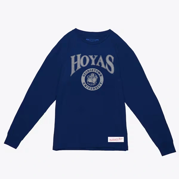 Georgetown Hoyas Navy Arched Logo Lockup Slub Long Sleeve T-Shirt