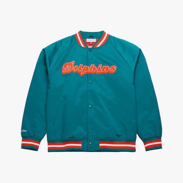 Miami Dolphins Aqua Lightweight Satin Raglan Full-Snap Jacket