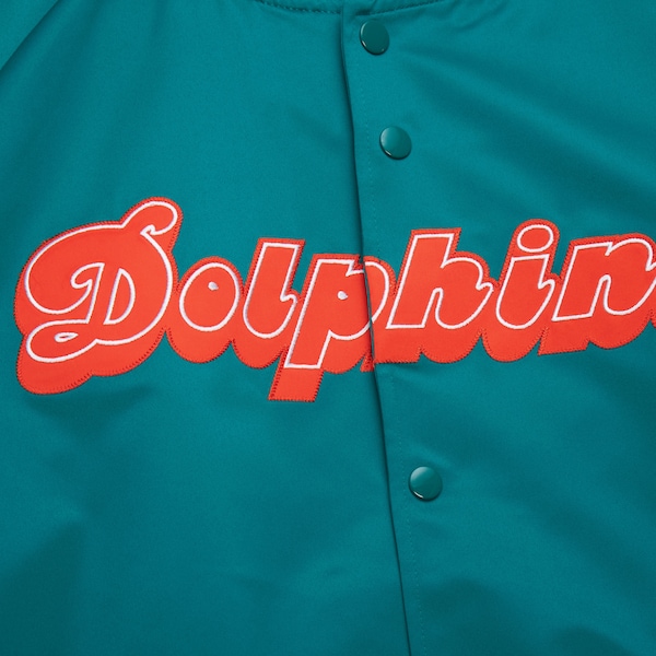 Miami Dolphins Aqua Lightweight Satin Raglan Full-Snap Jacket 5 Miami Dolphins Aqua Lightweight Satin Raglan Full-Snap Jacket