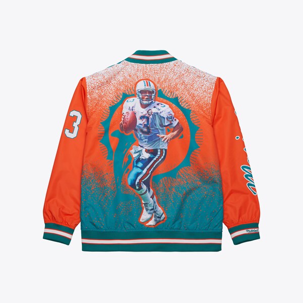 Dan Marino Miami Dolphins Aqua Vintage Logo Player Burst Warmup Full-Zip Jacket 3 Dan Marino Miami Dolphins Aqua Vintage Logo Player Burst Warmup Full-Zip Jacket