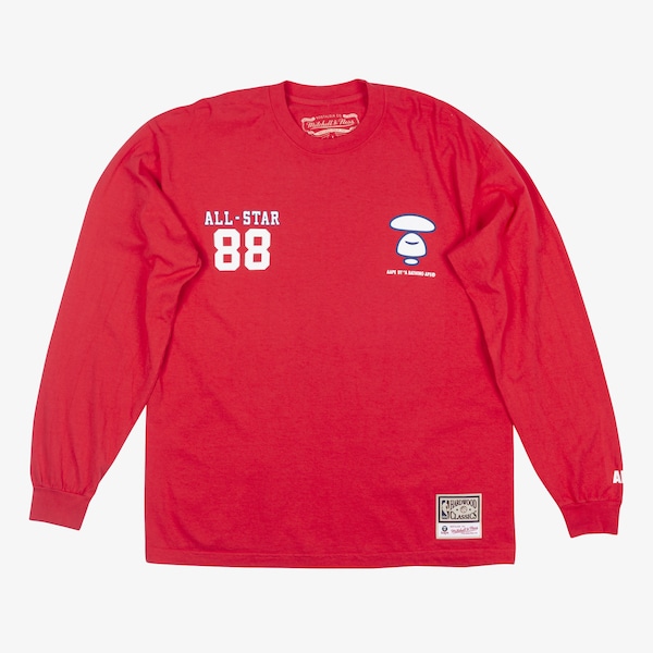 1988 NBA All-Star Game Red M&N x AAPE Hardwood Classics Long Sleeve T-Shirt