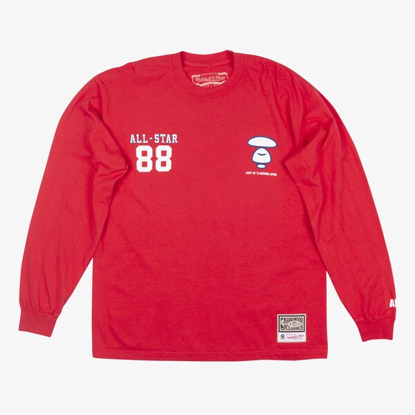 1988 NBA All-Star Game Red M&N x AAPE Hardwood Classics Long Sleeve T-Shirt