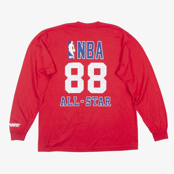 1988 NBA All-Star Game Red M&N x AAPE Hardwood Classics Long Sleeve T-Shirt 3 1988 NBA All-Star Game Red M&N x AAPE Hardwood Classics Long Sleeve T-Shirt