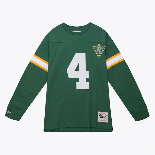 Brett Favre Green Bay Packers 1993 Green Retired Player Name & Number Long Sleeve T-Shirt