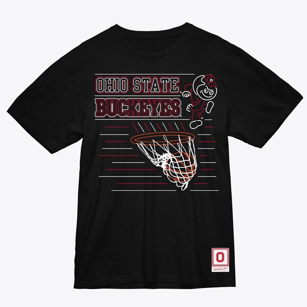 Ohio State Buckeyes Black Neon Lights Basketball Hoop T-Shirt
