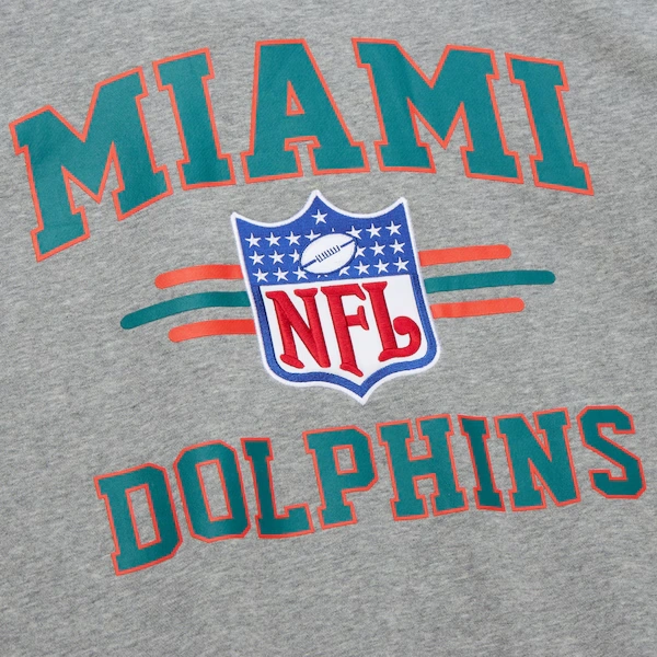 Miami Dolphins Heather Gray Vintage Logo Allover 4.0 Fleece Pullover Sweatshirt