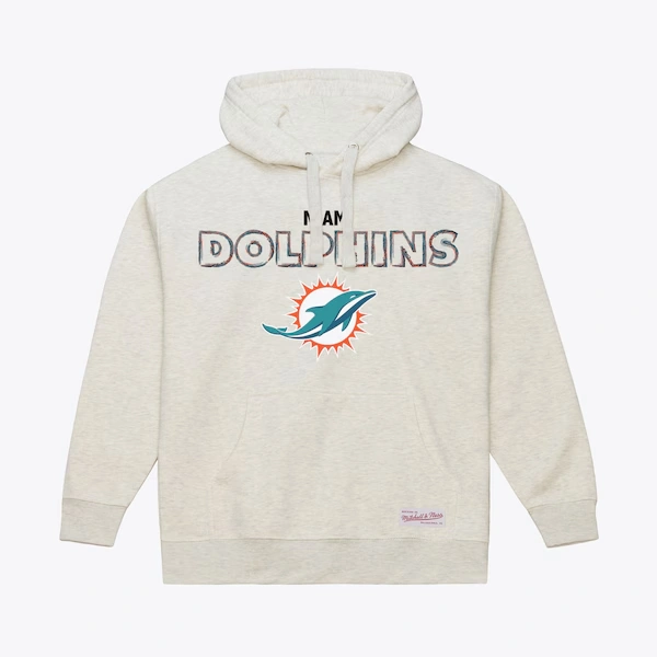Miami Dolphins White Sketch Outline Hoodie