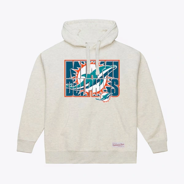 Miami Dolphins White Team Stacked Logo Hoodie