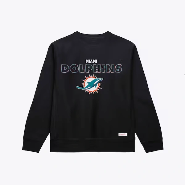 Miami Dolphins Black Sketch Outline Sweatshirt