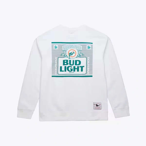 Miami Dolphins White NFL x Bud Light The Crest Pullover Sweatshirt