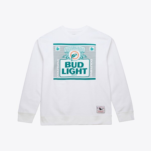 Miami Dolphins White NFL x Bud Light The Crest Pullover Sweatshirt