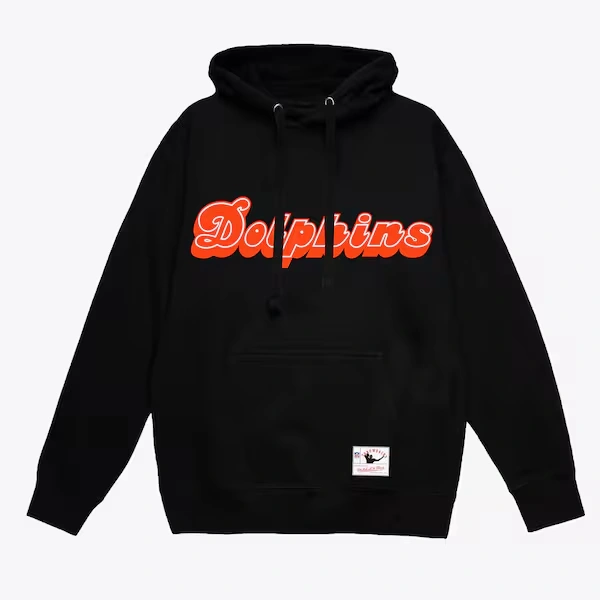 Miami Dolphins Black Wordmark Vintage Pullover Hoodie
