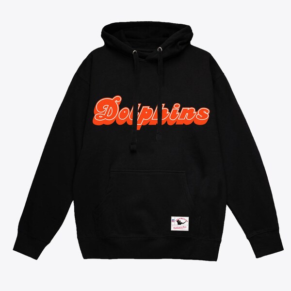 Miami Dolphins Black Wordmark Vintage Pullover Hoodie