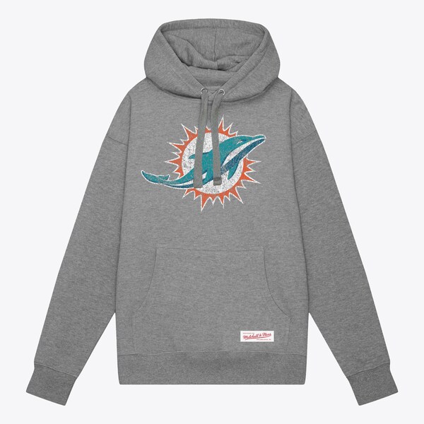 Miami Dolphins Heather Gray Distressed Prime Logo Pullover Hoodie