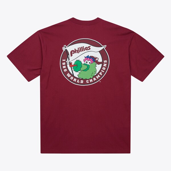 Philadelphia Phillies Burgundy Double Hit Mascot Pocket T-Shirt
