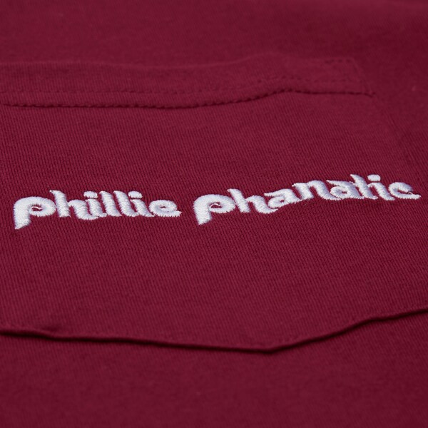 Philadelphia Phillies Burgundy Double Hit Mascot Pocket T-Shirt