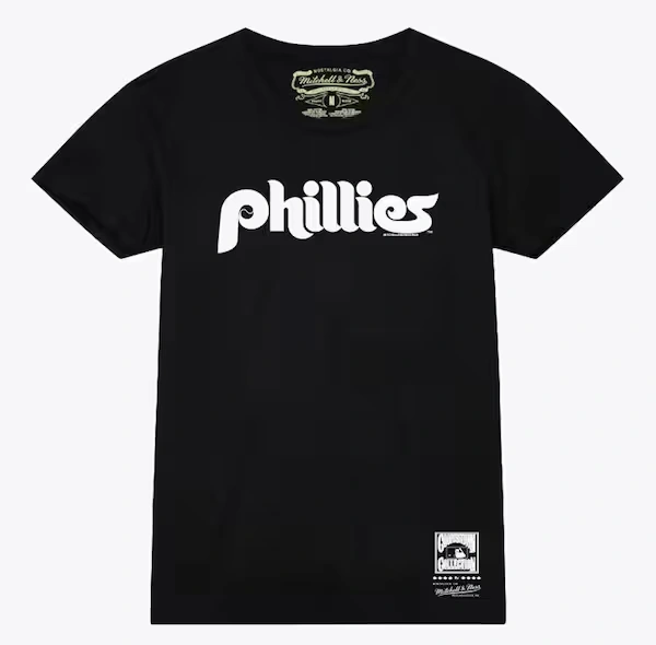 Women's Philadelphia Phillies Black Basic Wordmark T-Shirt