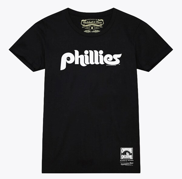 Women's Philadelphia Phillies Black Basic Wordmark T-Shirt