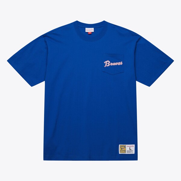 Atlanta Braves Royal Vintage Logo Double Hit Pocket T-Shirt
