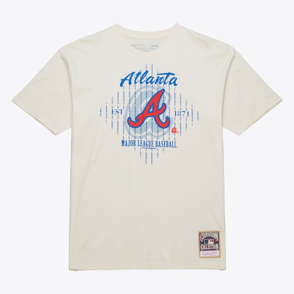 Atlanta Braves Cream Cooperstown Pinstripe Lockup T-Shirt