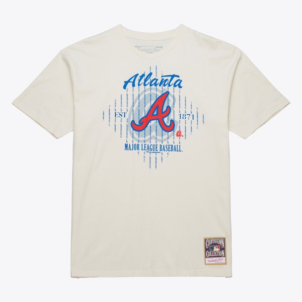 Atlanta Braves Cream Cooperstown Pinstripe Lockup T-Shirt