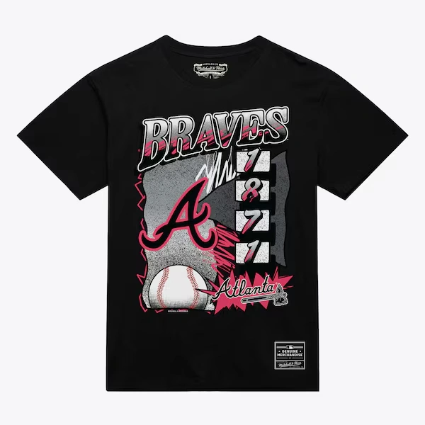 Atlanta Braves Black Overspray T-Shirt