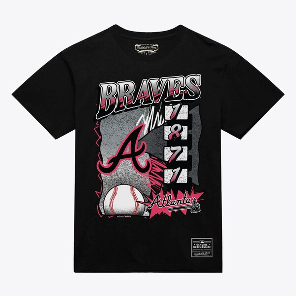 Atlanta Braves Black Overspray T-Shirt