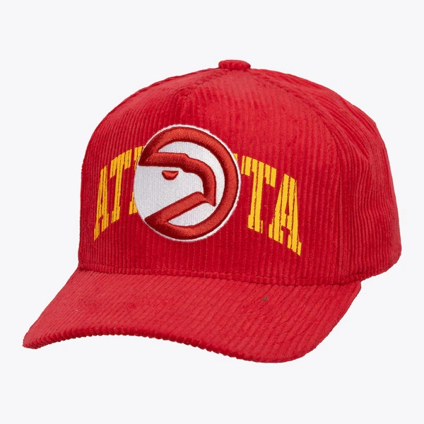 Atlanta Hawks Red Hardwood Classics Arch Stamp Pro Pinch Snapback Hat