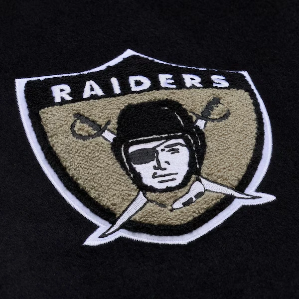Oakland Raiders Black/Tan Team Traditions Varsity Full-Snap Jacket