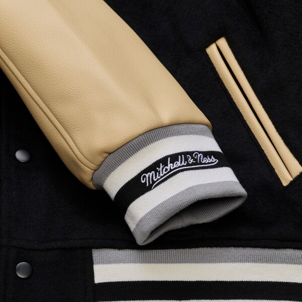 Oakland Raiders Black/Tan Team Traditions Varsity Full-Snap Jacket