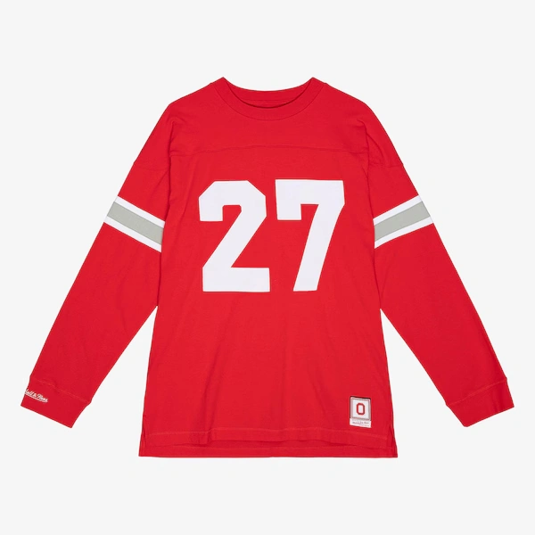 Eddie George Ohio State Buckeyes 1995 Scarlet Name & Number Player Back Long Sleeve T-Shirt