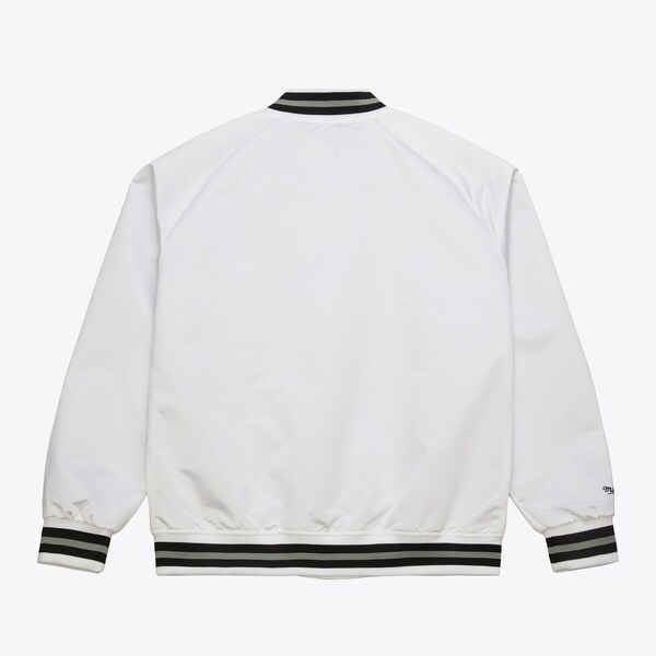 Oakland Raiders White Gridiron Classics Lightweight Satin Raglan Full-Snap Jacket