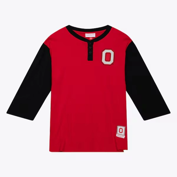 Ohio State Buckeyes Red Legendary Slub 3/4-Sleeve Henley Top
