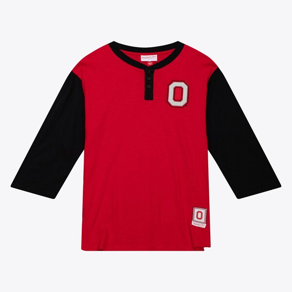 Ohio State Buckeyes Red Legendary Slub 3/4-Sleeve Henley Top
