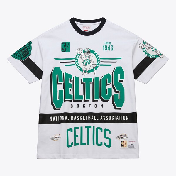 Boston Celtics White Hardwood Classics Team Origins Premium T-Shirt