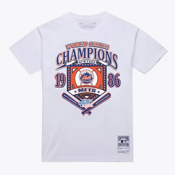 New York Mets White Cooperstown World Series Champions Arch T-Shirt