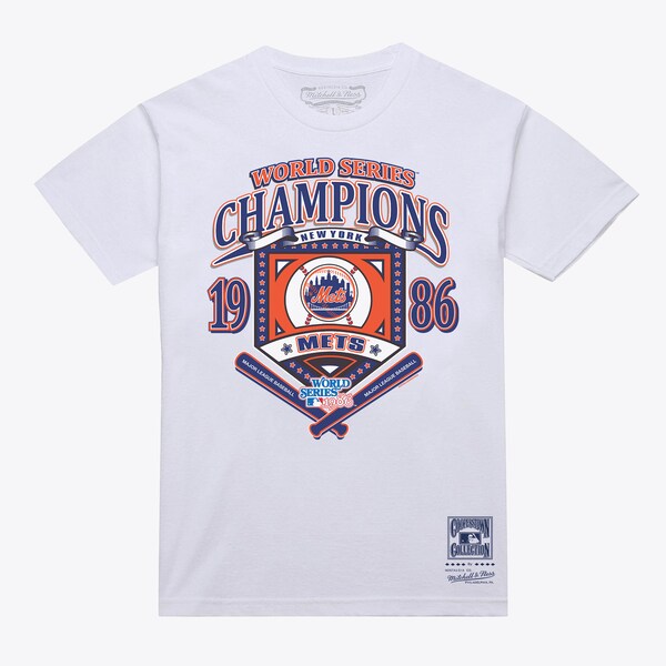 New York Mets White Cooperstown World Series Champions Arch T-Shirt