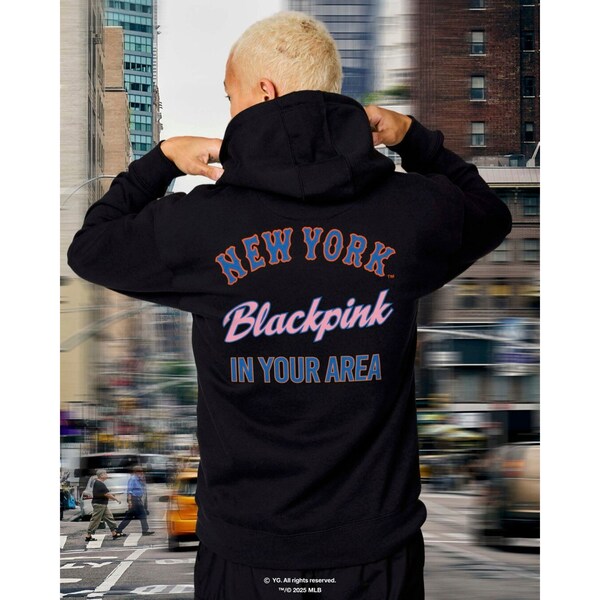 New York Mets Black PINK x MLB Pullover Hoodie