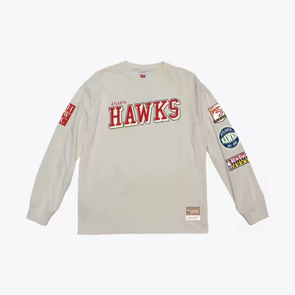 Atlanta Hawks Cream Dusted Vintage Training Camp Long Sleeve T-Shirt