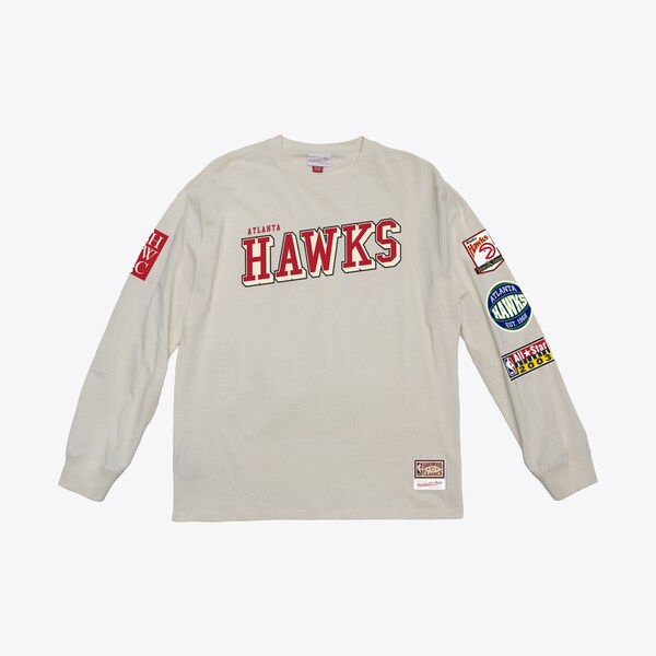 Atlanta Hawks Cream Dusted Vintage Training Camp Long Sleeve T-Shirt