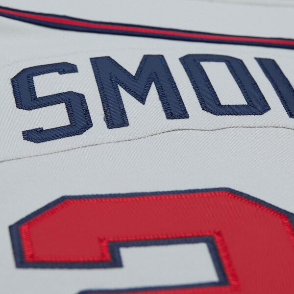 John Smoltz Atlanta Braves 1995 Gray Authentic Throwback Jersey 10 John Smoltz Atlanta Braves 1995 Gray Authentic Throwback Jersey