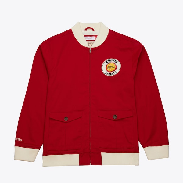 Houston Rockets Red Vintage Logo Replay Cotton Twill Full-Zip Jacket